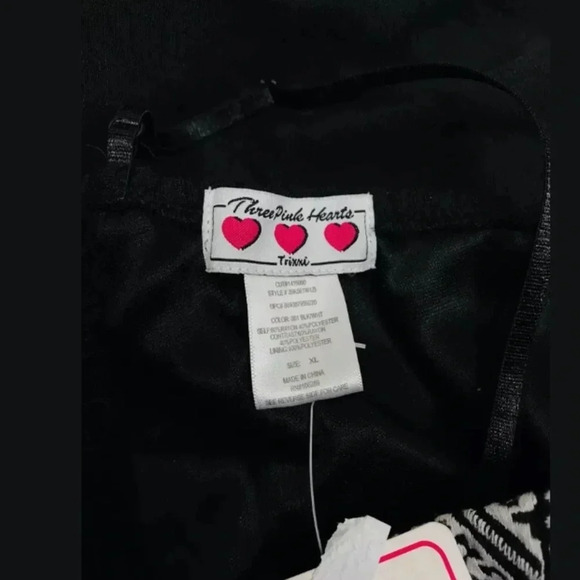 Three pink hearts lined tribal mini dress spaghetti straps - Picture 7 of 8